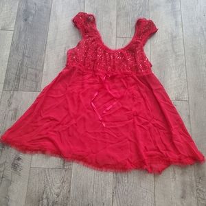 Ambrielle Red Sequin Babydoll Lingerie